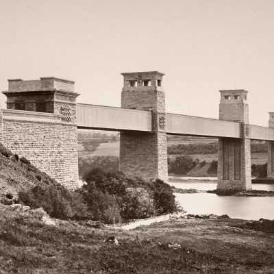 A very early photograph of Stephenson's Britannia Bridge across the Menai Strait, taken circa 1860. Photo: Wellcome Library, London